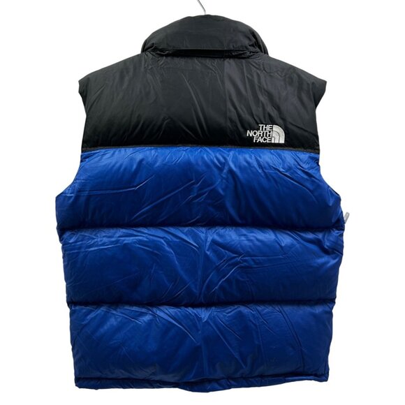 The North Face Men's Ripstop 700 Fill Down Puffer Vest With Hood Blue & Black - Picture 2 of 10